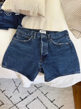 AGOLDE Parker Long - Dark Blue Denim Shorts